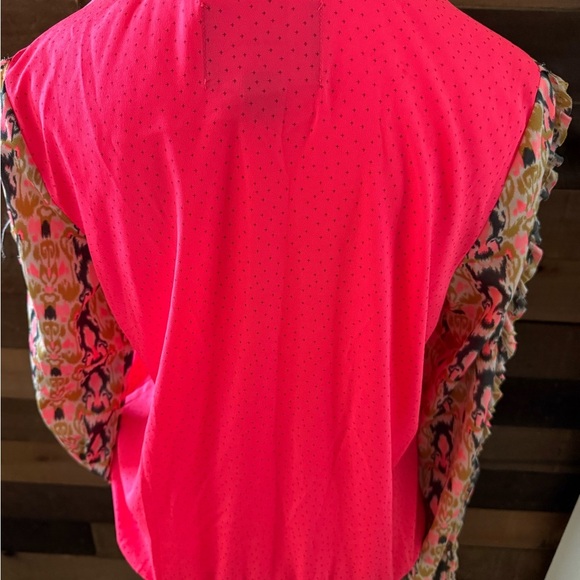 Masion Scotch Vibrant Pink Women's Jacket with Patterned Sleeves - Picture 2 of 4